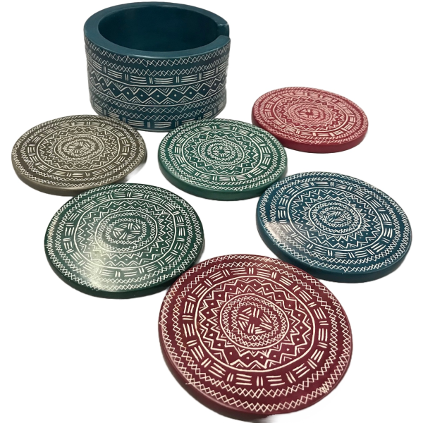 Coasters Round Bamako Assorted Tonal Colors