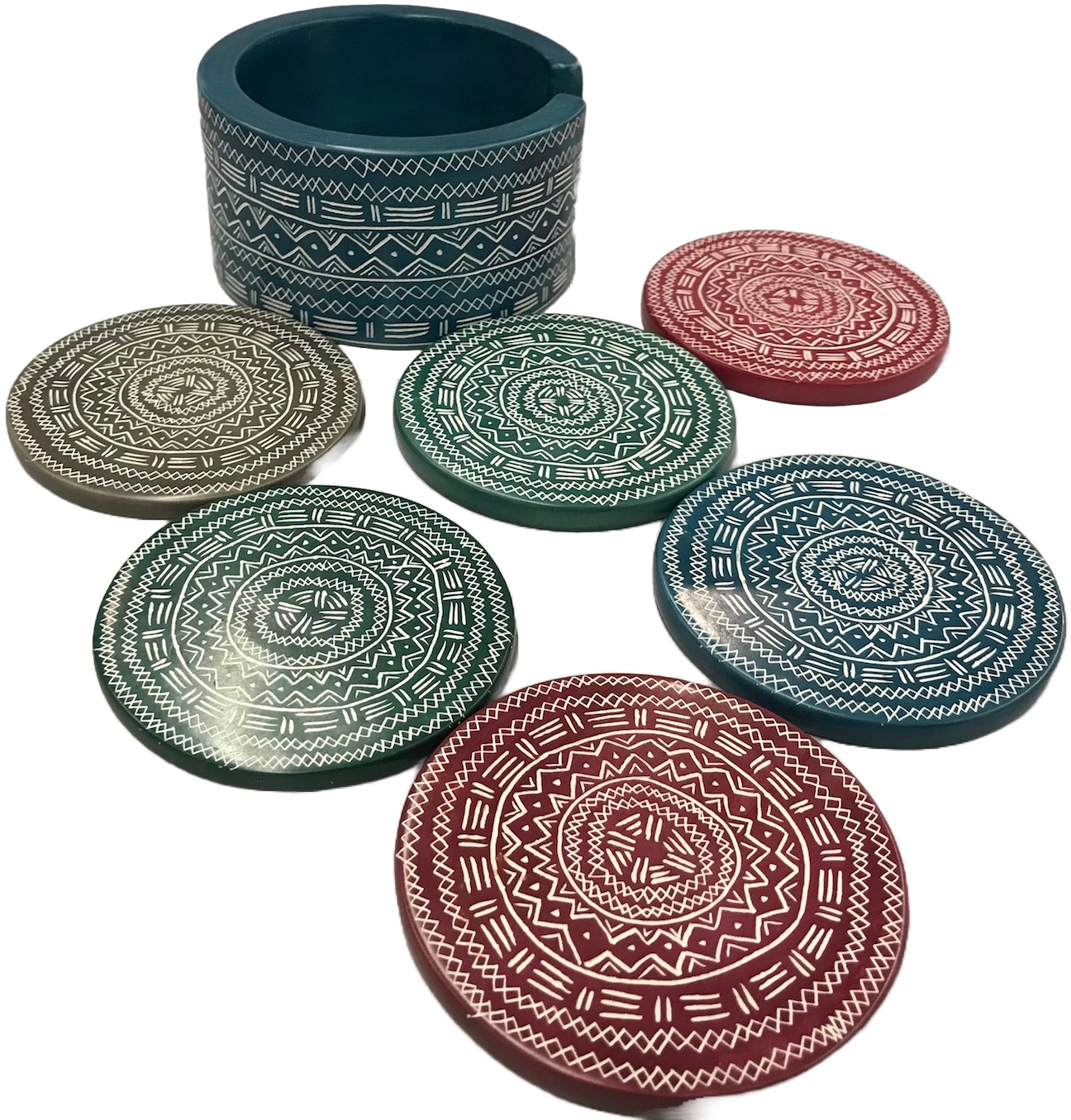 Coasters Round Bamako Assorted Tonal Colors