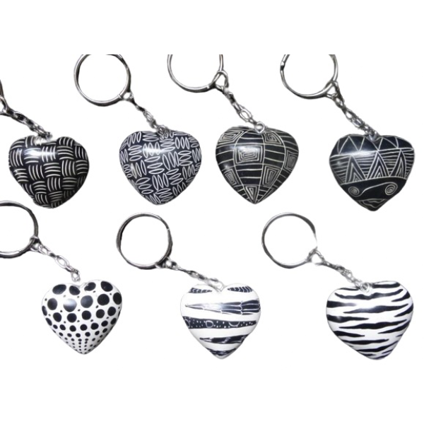 Heart Key Holders Black & White Assorted Patterns