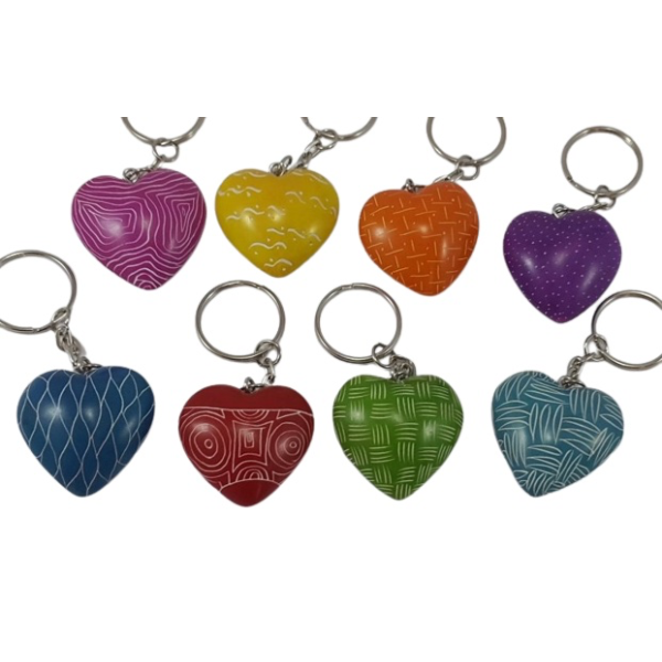 Heart Key Holders Bright Colors Assorted Patterns