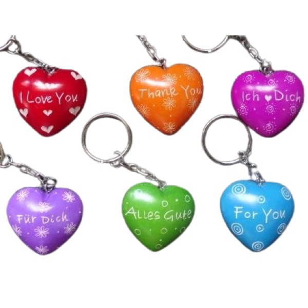 Heart Key Holders Bright Colors Assorted Patterns & Messages