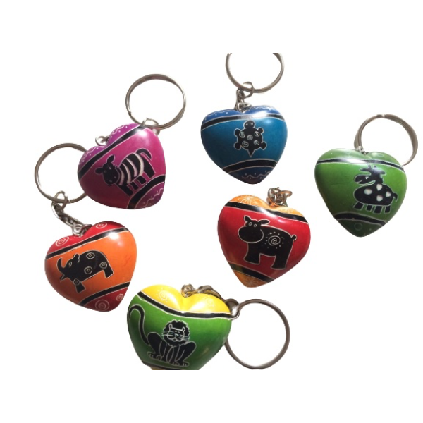 Heart Key Holders Funky Animals Assorted Colors