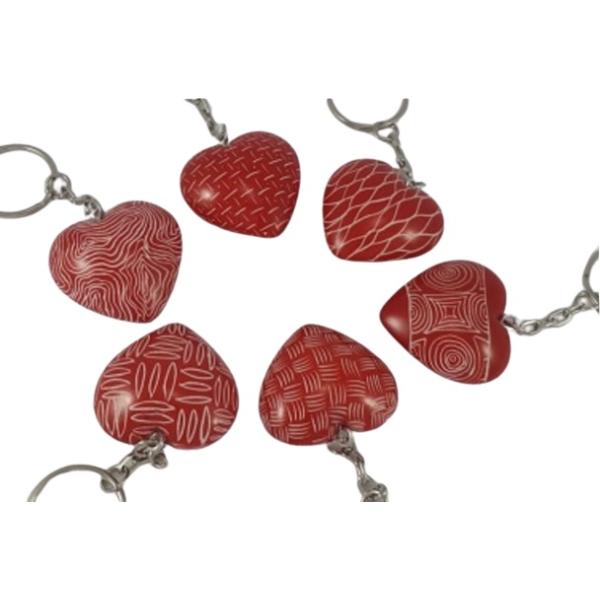 Heart Key Holders Red Assorted Patterns