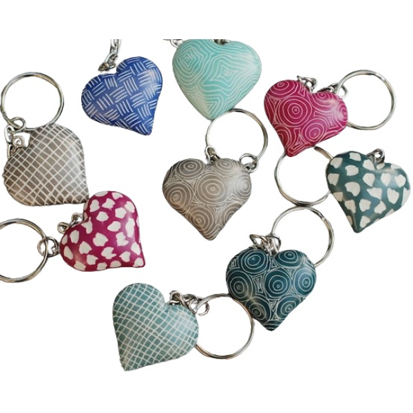 Heart Key Holders Tonal Colors Assorted Patterns