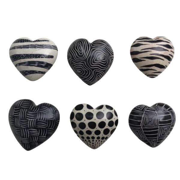 Hearts Black & White Assorted Patterns