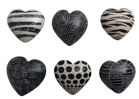 Hearts Black & White Assorted Patterns