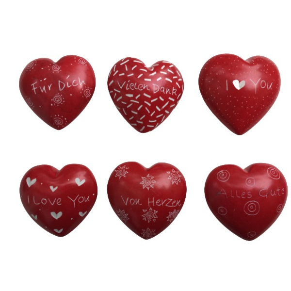 Hearts Flat Red Assorted Patterns & Messages