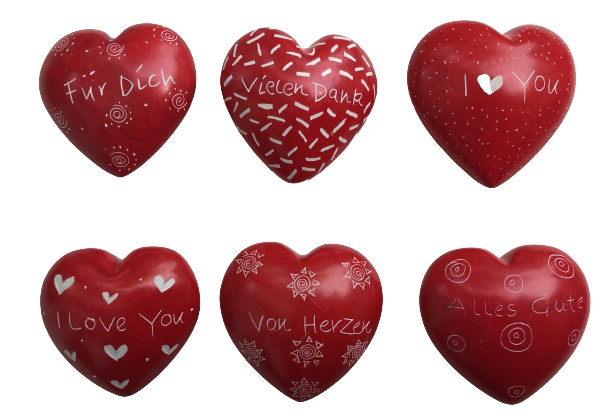 Hearts Flat Red Assorted Patterns & Messages
