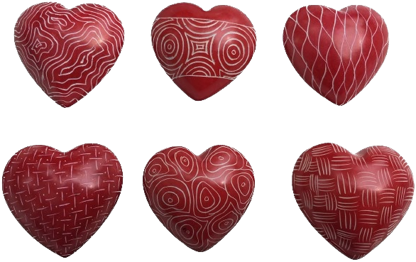 Hearts Flat Red Assorted Patterns