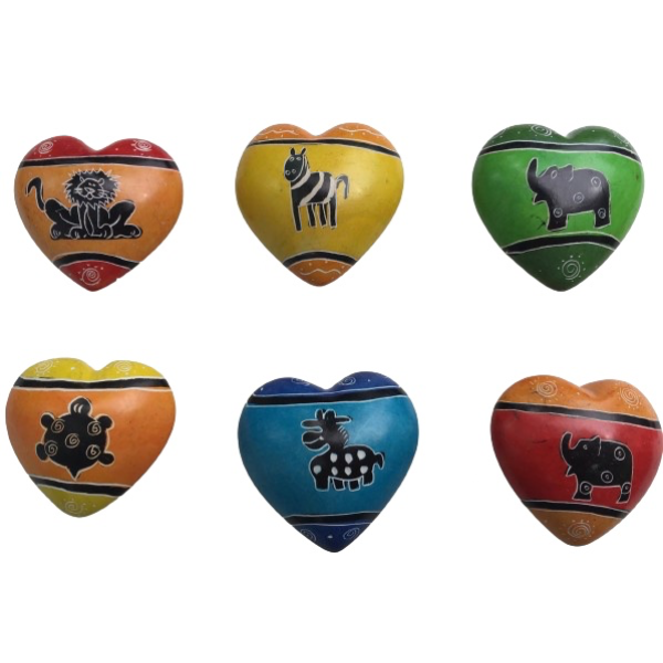 Hearts Round Funky Animals Assorted Colors