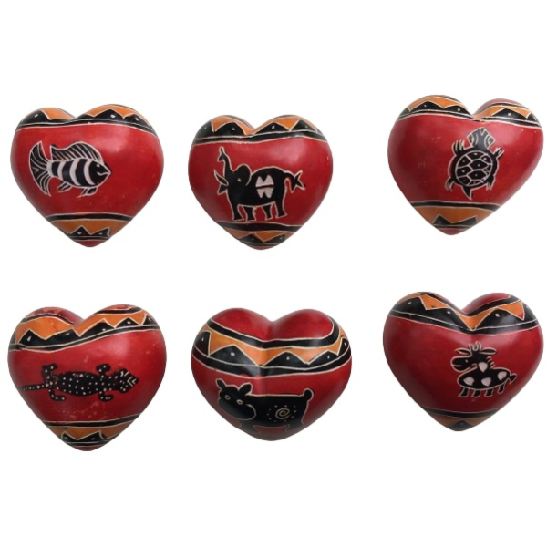 Hearts Round Funky Animals Red & Orange Animals