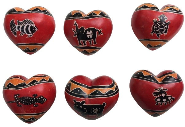 Hearts Round Funky Animals Red & Orange Animals