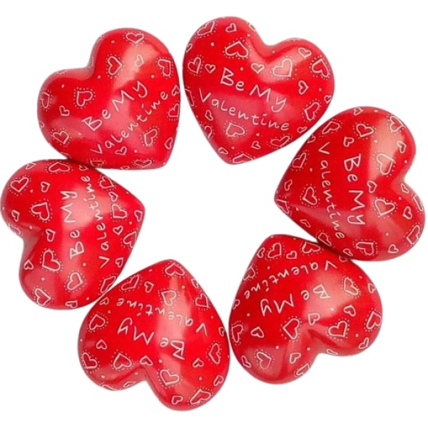 Hearts Valentine Red Assorted Patterns & Messages