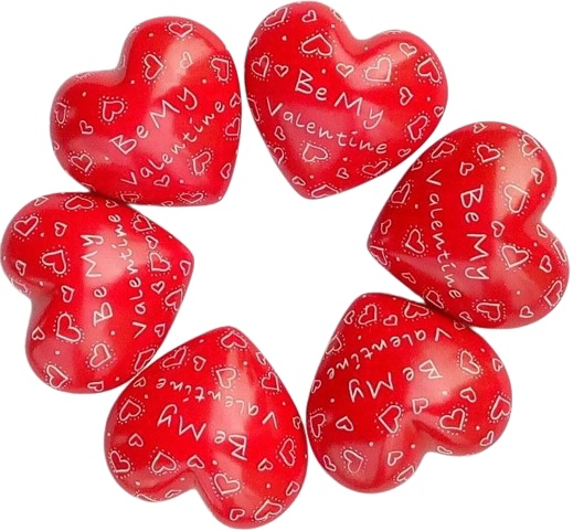 Hearts Valentine Red Assorted Patterns & Messages