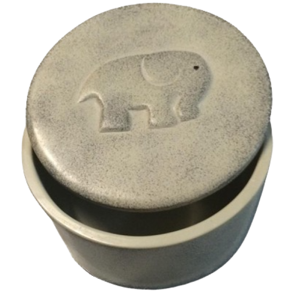 Jewellery Box Round Embossed Elephant Sponged Grey