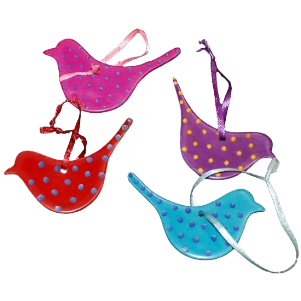 Ornaments Birds Flat Assorted Colors
