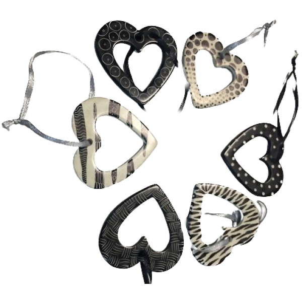 Ornaments Hearts Flat Hollow Black and White