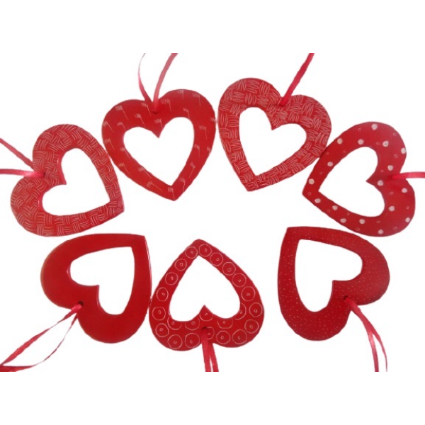 Ornaments Hearts Flat Hollow Red