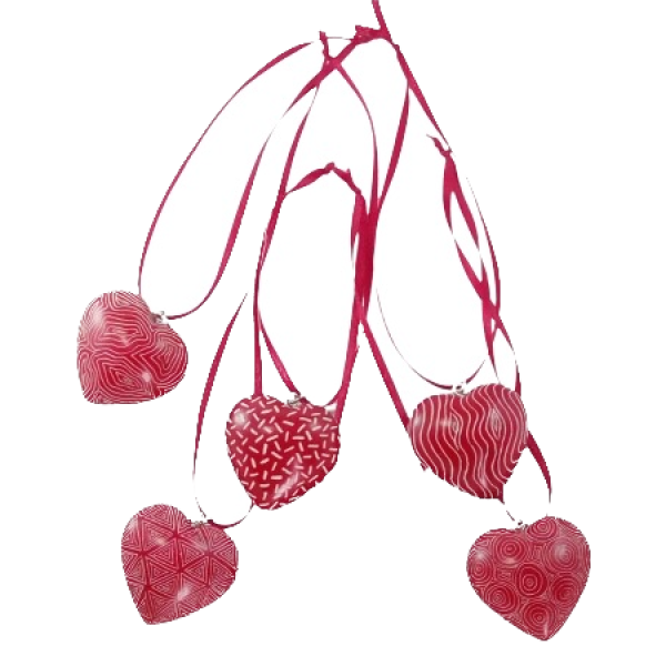Ornaments Hearts Flat Solid Red